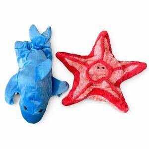 Caltoy Plush Puppets Lot of 2 Glove Hand Shark And Starfish Sea Creatures
